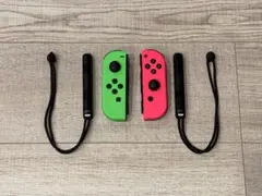 Switch Joy-Con ネオングリーン ネオンピンク ストラップ付