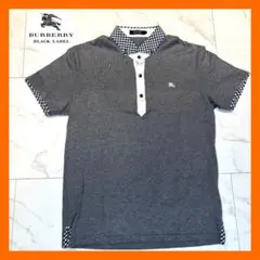 【美品】BURBERRY BLACK LABELポロシャツ半袖 ボタンダウン柄Ｍ
