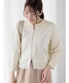 テチチテラス 襟付きジップカーディガン