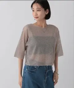 【LOWRYSFARM】シアーストライプ 半袖Tシャツ サイズF