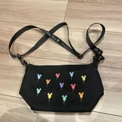 【美品】ディズニー　ハピネスインザスカイ　ショルダーバッグ　バルーン刺繍　黒のサムネイル