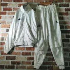 希少！80s 90s チャンピオン セットアップ ウインドブレーカー 白 L