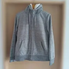 L ユニクロ ボアスウェットフルジップパーカ 杢グレー