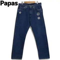 PAPAS デニムパンツ ジーパン ワッペン ジーンズ ズボン 赤耳 パパス Lのサムネイル
