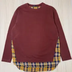 チャオパニック　チェックレイヤード風 スウェット プルオーバー M