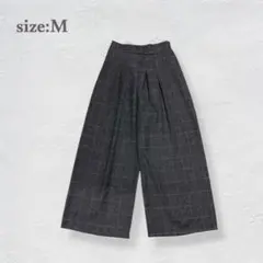 ワイドパンツ　イージーパンツ　タックパンツ　良品　ウエストバックゴム　チェック柄