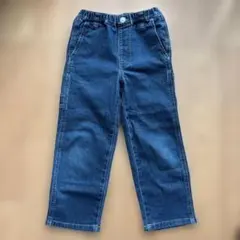 ダークブルー デニム ストレートパンツ (ゴムウエスト)