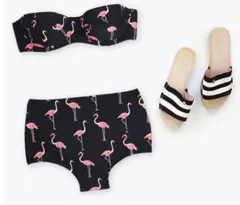 【美品】ケイトスペード ニューヨーク フラミンゴ柄 バンデュー ビキニ 水着 Sのサムネイル