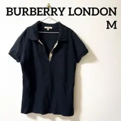 バーバリーロンドン　M 半袖　ポロシャツ　ノバチェック　黒　ブラック
