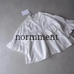 ▼美品 ノーメント 2,8万 インド製 レース フリルブラウス ホワイト 402