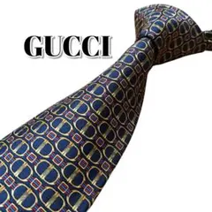 ★GUCCI★　グッチ　ネイビー系　総柄　イタリア製