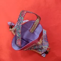 花柄 巾着袋 持ち手付き　タイ手土産