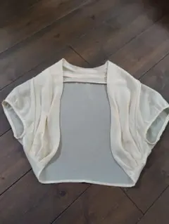 クリーム色 シフォン カーディガン 半袖
