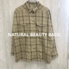 z-431 NATURAL BEAUTY BASICチェック柄長袖シャツベージュ