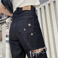 who’s who gallery フラワーデザインデニムブラック