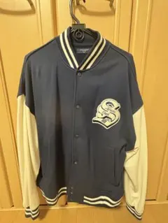 スタジャン風ジャケット M ネイビー/アイボリー