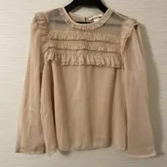 H&M シアー素材 フリル トップス