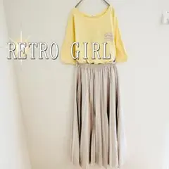 RETRO GIRL ウエストゴムプリーツフレアロングスカート（M）アイボリー