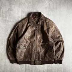 【90s vintage】A-2 フライトジャケット　レザーブルゾン　本革　短丈