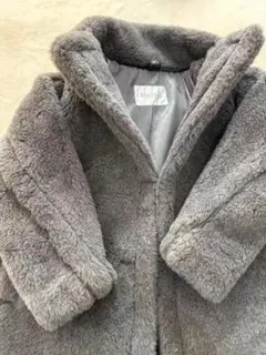 グレー フード付き ファーコート