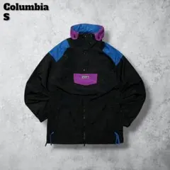 Columbiaナイロンアノラック白タグ90sヴィンテージ好配色ブラックS古着
