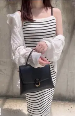 GRL ボーダー柄ニットキャミワンピース