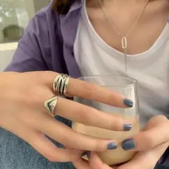 2点セット リング 多層 ウィービング シルバー925 保存袋付 #C323-2