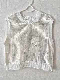 GU ホワイト メッシュセーター ノースリーブ