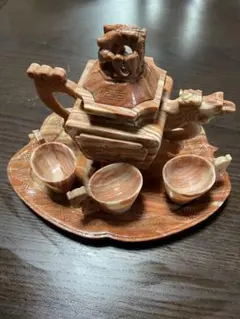 ストーン製中国茶器セット ドラゴンデザイン　美品