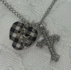 ボタンxクロスx星ネックレス／フェアリーグランジ・ウィッシュコア・Y2K