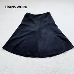 TRANS WORKトランスワーク スウェード調 フレアスカート ブラック M