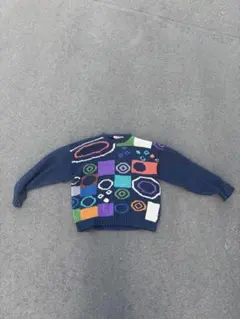 【90s フランス製】CONCRETE アート柄 ウールニット XL