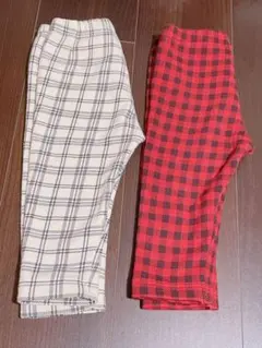 UNIQLO フリースレギンス チェック 2本 セット 80サイズ