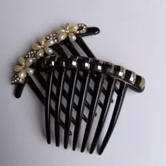 黒色とパールクリスタル髪飾り２個