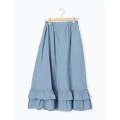 サマンサ モスモス　柄アソート裾ティアードスカート ブルー　ドット　sm2