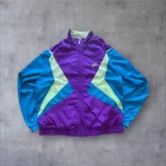 90s ナイキ ナイロンジャケット L マルチカラー 銀タグ 刺繍ロゴ Y2K