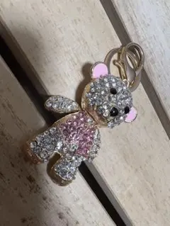 クマ型キーホルダー スワロフスキー風