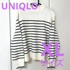 UNIQLO ハイネック　モックネック　ボーダー　コットン　セーター　ニット