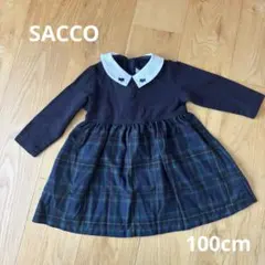 SACCO ドッキングワンピース ネイビー チェック柄 100cm
