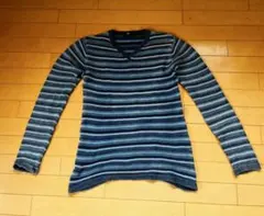 【人気】AZUL by moussy インディゴ染め ボーダー Vネックニット
