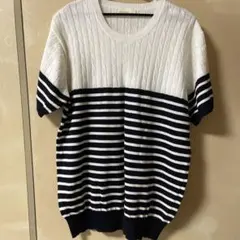 BACK NUMBER ケーブル編み ボーダー ニット X-LARGE