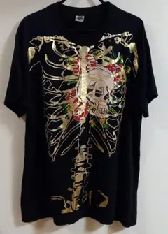 Don Ed Hardy Tシャツ スカル ローズ ゴールドプリントのサムネイル