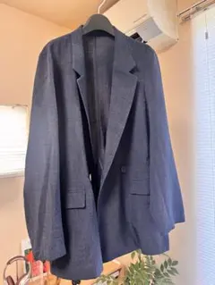 VIS ジャケット リネンライク ネイビー ライトアウター 春夏 オフィス