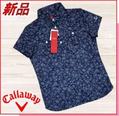 【新品】キャロウェイゴルフシャツポリエステルフラワー柄プリント半袖M9号