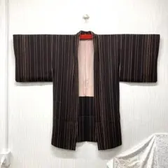 羽織 着物 和装 ブラウン ピンクベージュ 縦縞 和装小物 正絹 アンティーク