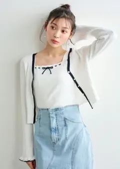 【新品】リリアンカラット　バイカラーニットアンサンブル