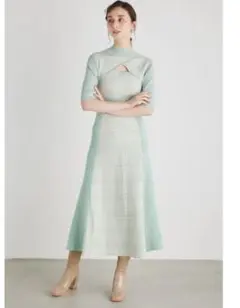 rienda 2WAY 千鳥柄フレアニットワンピース　ワンピース