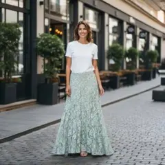 ダズリン　カラー レース セミマーメイド スカート　Ｓサイズ　5873