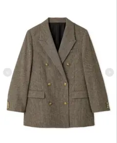 Mila Owen チェック金釦ダブルブレストロングブレザー