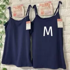 カップ付き キャミソール M ブラトップ インナー 2枚 ネイビーネイビー